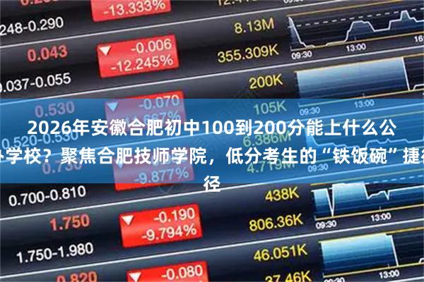 2026年安徽合肥初中100到200分能上什么公办学校？聚焦合肥技师学院，低分考生的“铁饭碗”捷径